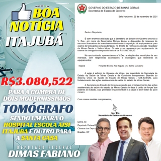 Boa notícia do Gabinete do Deputado Federal Dimas Fabiano